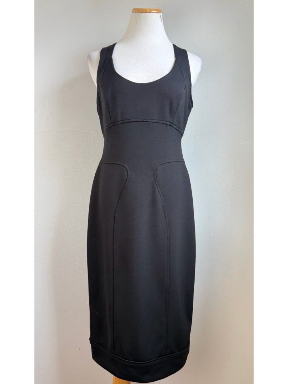 Maggy London Dress Size 8 Black Fine Knit Sleeveless Scoop Neck Sheath